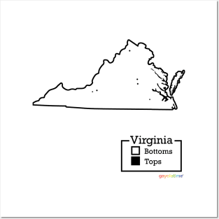 Virginia Bottoms / Tops Map Posters and Art